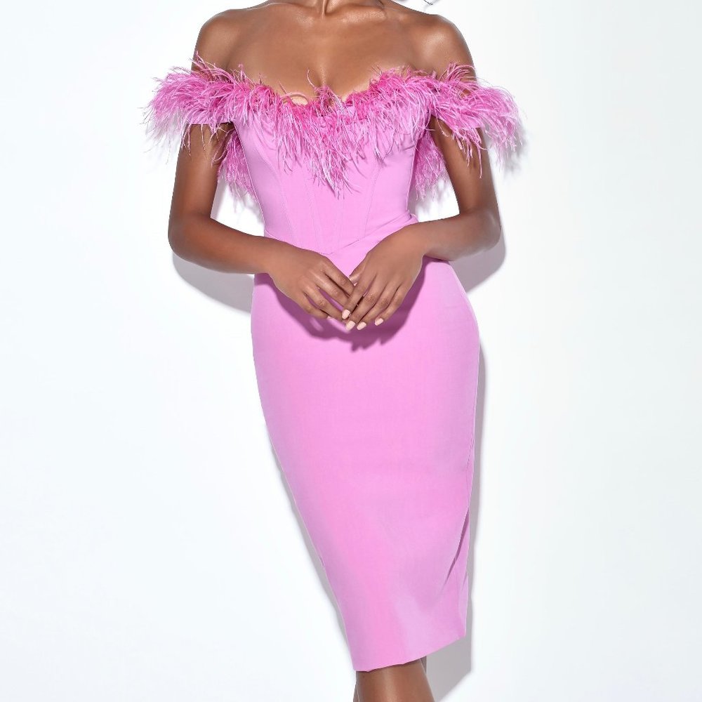Pink Off-the-Shoulder Feather Corset